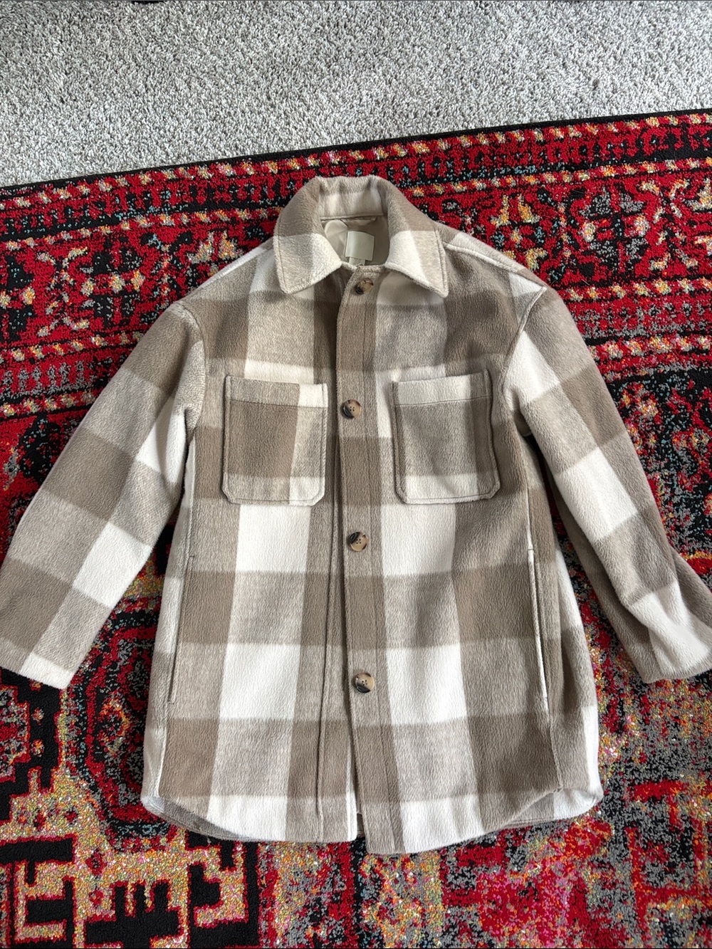 Oversized Checkered Fall Shacket Coat